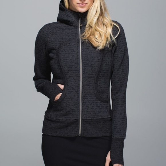 Lululemon Scuba Hoodie Manifesto Script Deep Coal Heathered Black 10 - Picture 1 of 14